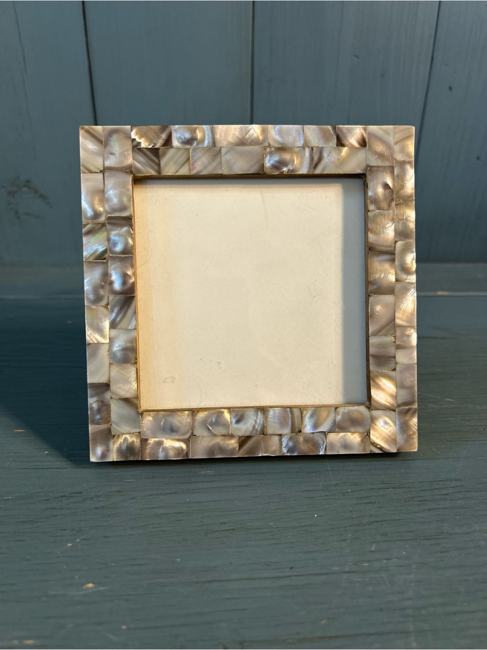 Sicura Mother of Pearl Square Photo Frame - Neutral Tones 5 x 5 Inches - New